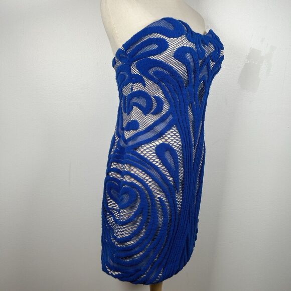 Rachel Allen Mini Strapless Blue Dress Women's Size 8 Party Dance Cocktail - Picture 2 of 10